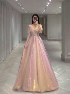 Light luxury niche socialite birthday adult ceremony banquet evening dress female 2024 new host high-end performance dress