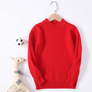 Children's Wool Sweater 100 Pure Cashmere Sweater Autumn and Winter Season Thickened Half-turtleneck Backing for Boys and Girls Baby