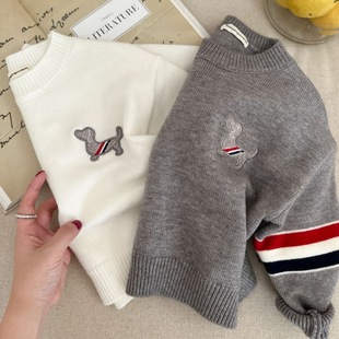 Children's Knitted Sweater Autumn and Winter New Boys' Simple Trendy Pullover Baby Solid Color Korean Sweater All-match Top