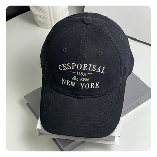New Letter Embroidered Soft Top Pure Cotton Slimming Face Small Wide Brim Baseball Cap Women's Spring and Autumn All-match Cap