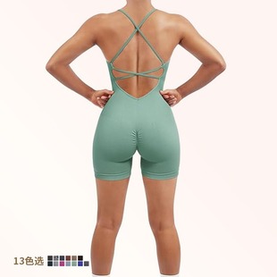 Customized | | Color one-piece cross halter yoga fitness clothing women's suit back-shaping elastic hip lifting body shaping