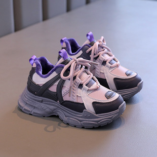 Coolomi girls' sneaker 2023 Winter Student Non-slip girls' running shoes cartoon fleece-lined warm daddy shoes