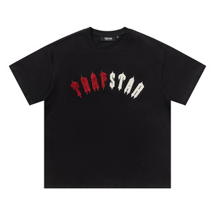 Cross-border Export Trapstar Short-sleeved Suit New Rainbow Letter Gradient Towel Embroidered Casual Shorts Suit