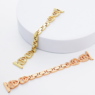 For Apple appleiwatch9/8 Smart Watch Strap Huawei GT4O Shape Copper Buckle Single Heart Diamond Strap