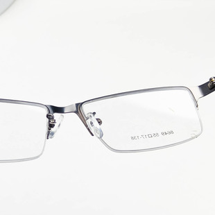 Bright optical business large casual all-match steel leather glasses frame half frame with myopia Danyang glasses frame fast-selling national fashion