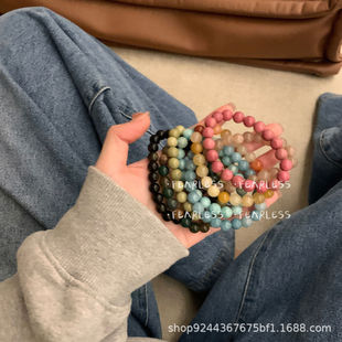Handmade New Chinese Style Natural Stone Bracelet Stacked Wear Handmade Beaded Bracelet Retro National Style Color Candy Color