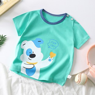 Children's Short-sleeved Cotton Summer New 2023 Boys T-shirt Baby Cartoon Girls Short-sleeved Korean Top Children's Wear