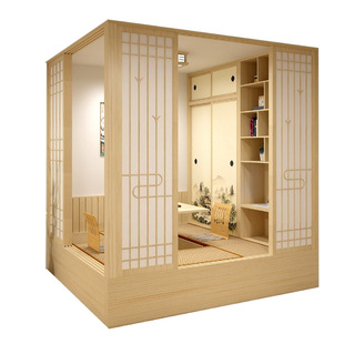 Living Room Tatami Whole Wardrobe Children's Study Japanese Style and Room Solid Wooden Table Bed Moving Door Whole House Now