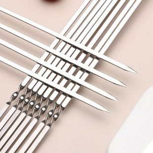 Barbecue stick stainless steel 304 food grade mutton skewers stick barbecue stick wear skewers artifact skewers stick tool