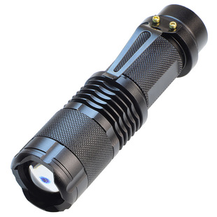 Cross-border LED flashlight aluminum alloy with pen clip charging mechanical zoom outdoor lighting wholesale