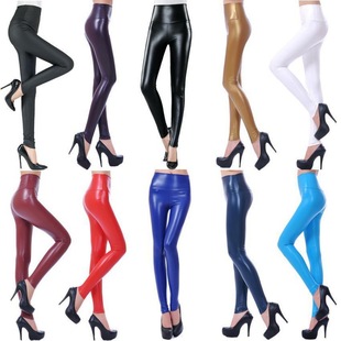 plus size Leather Pants High Waist Women's Spring and Autumn Thin Fashionable All-match Tight Shiny Leggings Long Pants