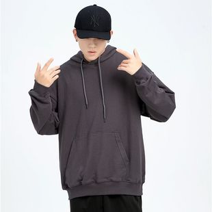 Heavy drop shoulder plus velvet solid color sweater custom men's hooded coat silver fox velvet overalls logo factory wholesale