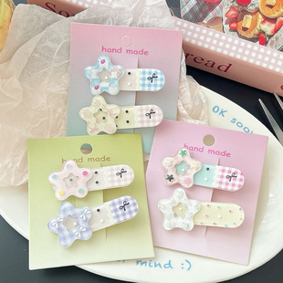 New Style Small Fresh Flower Star Oval Duckbill Clip Ins Girl Heart Bangs Side Clip Sweet Japanese and Korean Headwear