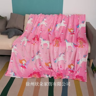 Flannel Blanket Single Office Nap Flannel Blanket Cartoon Air Conditioning Quilt Pink Soft Blanket