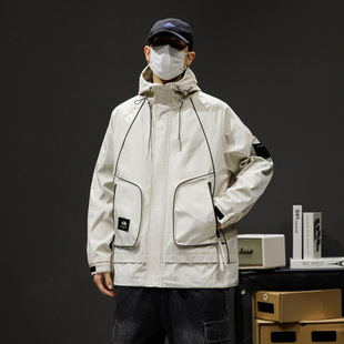 2024 Spring New Korean Style Fashion Men's Jacket Trendy Casual Hooded Waterproof and Windproof Jacket