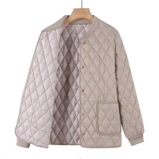 New Women's Small Cotton-padded Coat Lightweight Rhombic Cotton-padded Jacket Loose Casual Short Small Chanel Style Cotton-padded Coat for Mother