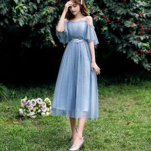 YXBB bridesmaid dress mid-length 2023 Summer new fairy temperament Sisters Group banquet host graduation performance chorus ceremony