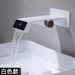New rectangular LED digital display constant temperature in-wall basin faucet lead-free brass concealed basin hand washing
