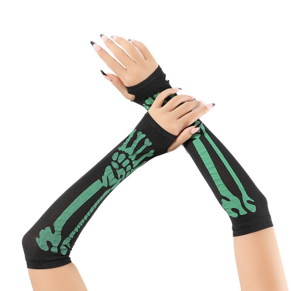 Halloween Spider Web Fingerless Gloves Gothic Punk Long Sleeves Subculture Cosplay Party Costume Accessories Wholesale
