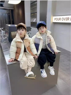 Kako Duck KKY886 Color block stand collar cotton-padded jacket