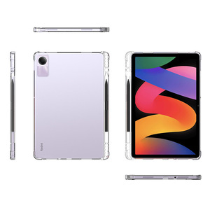 Applicable to RedmiPadSE four-corner airbag drop-resistant transparent red rice flat tpu soft case with Pen slot protective cover