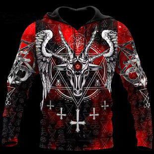 Spring and Autumn Fashion Hot Cross-border 3D Sweater Men's Viking Warrior Printed Street Fashion Classic Hoodie