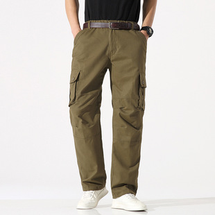 Four Seasons hot sale factory popular solid color outdoor multi-functional multi-pocket casual all-match cotton straight overalls