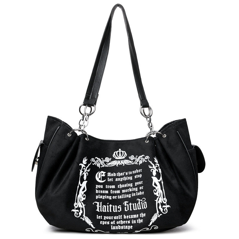 Large capacity retro-style chain tote bag for women, new cross-border trade fashion soft crossbody pumpkin bag