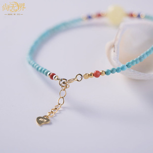 Unbounded Natural Turquoise Green Gold South Red Beeswax Fashion Bracelet Purple Teeth Black Strawberry Crystal Bracelet