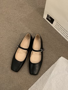 Retro Square Toe Shallow Mouth Shoes Women 2024 New Spring and Autumn Korean Style Gentle Fairy Style Thick Heel Mary Jane Shoes