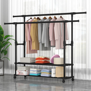 Floor hanger double-layer drying rack hanger folding storage indoor bedroom rack household cool clothes rack