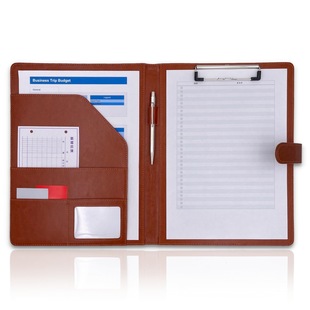 Business pu LeAther MAnAger Folder Simple A4 Multi-functionAl LArge-cApAcity Loose-leAf MAgnetic Folder