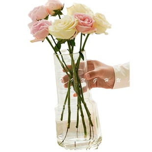 Simple ins style glass vase transparent aquatic bamboo lily vase living room dining room decoration home decoration