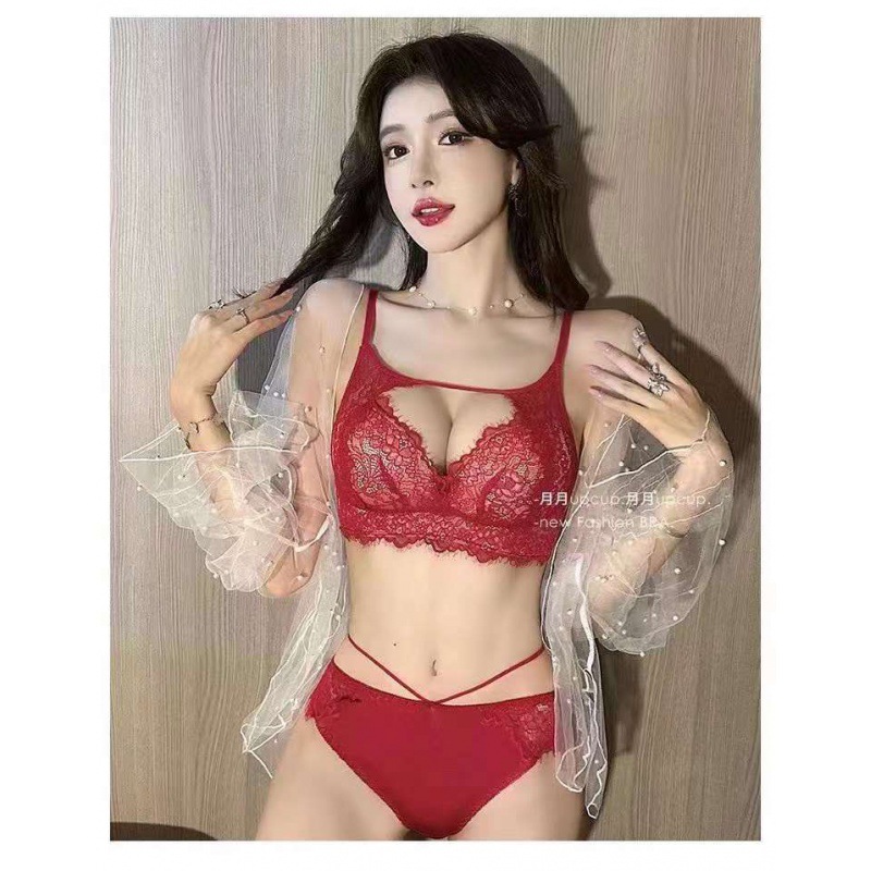 Shantou lace bra set for small busts, push-up, thin, wire-free, anti-sagging, and adjustable, breathable and comfortable.