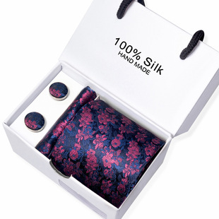 Factory wholesale fashion Men's square cufflinks tie suit suit accessories formal wear tie gift box in stock