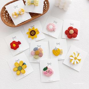 New Children's Internet Celebrity Hair Clip Korean Style Little Girl Fabric Quality Headwear Baby Mini Cute Red Duckbill Clip