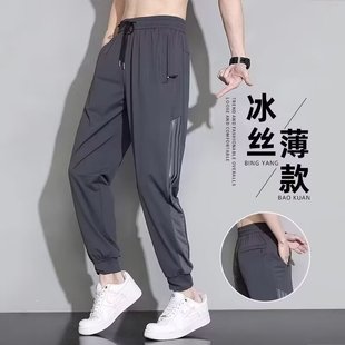 Trendy Brand New Casual Pants Men's Japanese Style Quick-drying Ice Silk All-match Pants Summer Thin Harlan Cropped Pants Men's