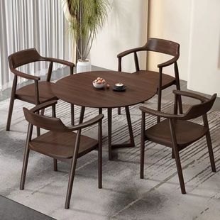 Nordic Solid Wood Round Table Japanese Style Dining Table Home Simple Casual Modern Dining Table and Chair Combination Negotiation Small Apartment Table