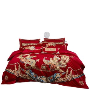 High-end 160 double long-staple cotton embroidery wedding four-piece high-grade cotton jacquard embroidery wedding ten-piece set