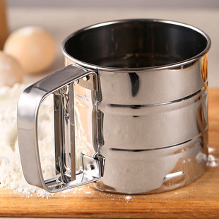 Factory wholesale large cup-shaped powder sieve cup-shaped mesh screen two-layer mesh hand-pulled stainless steel household filter screen screen