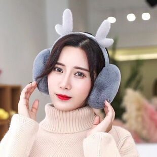 Factory Direct sales antler folding plush earmuffs Cute Korean style girls' earmuffs autumn and winter warm cold-proof earmuffs