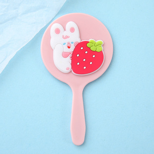 Cute cartoon Mini small mirror children's portable round handle mirror girl's portable single-sided cosmetic mirror wholesale