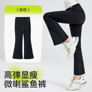 Factory wholesale girls' pants summer thin micro-blare black yoga shorts big children's bell-bottom pants children's shark pants