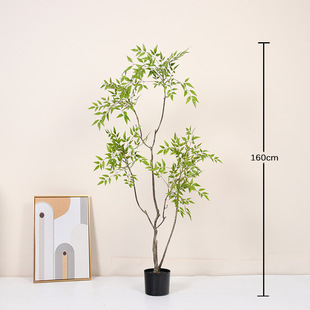 Simulation Green Plant High-end Light Luxury Nantianthus Bamboo Potted Plant Large Indoor Landscape Floor Decoration Ornaments Bionic Plant