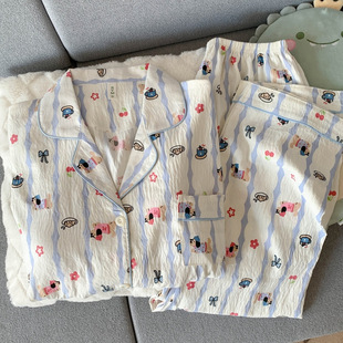 2025 New HelloKitty Pajamas Women's Spring and Autumn Cotton Gauze Long Sleeve Cute Home Clothes Summer