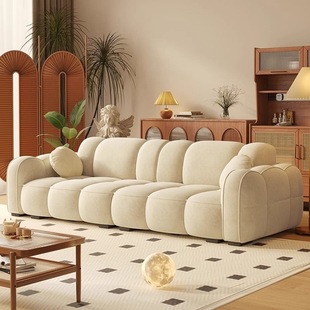 French Cream Style Home Living Room Simple Small Apartment Designer New Style Straight Row 2024 Internet Celebrating Fabric Sofa