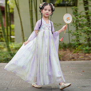 2025 new Hanfu girls Tang embroidery children's ancient costume super fairy dress Chinese style Ru skirt summer wholesale