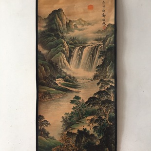 Wholesale antique Kraft paper Middle Hall painting office hanging painting decoration distressed Zheng Banqiao landscape calligraphy and painting pendant ornaments
