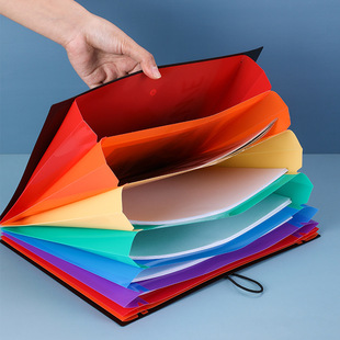 Cross-border new multi-layer lanyard organ folder PP waterproof office data file classification storage bag file bag