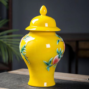 Empty Wine Bottle Jingdezhen Ceramics 2.5kg Pack Yellow Nine Peach General Jar Creative Decorative Ornaments Sealed Wine Pot Wine Jar